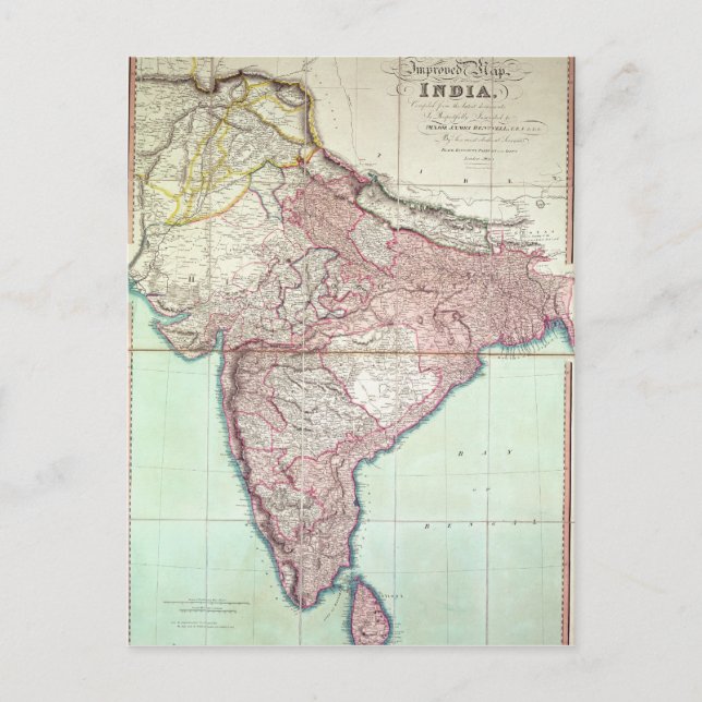 Postale Carte améliorée de l'Inde publiée à Londres 1820 (Devant)