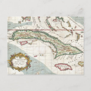 Postale Carte ancienne de Cuba et de la Jamaïque (1763)