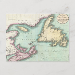 Postale Carte ancienne de la Nouvelle-Écosse et de Terre-N