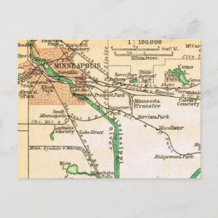 Postale Carte ancienne de la ville de Minneapolis