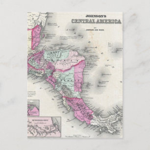 Postale Carte ancienne de l'Amérique centrale (1864)