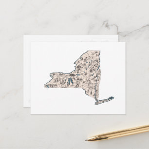 Postale Carte ancienne de l'État de New York avec images v