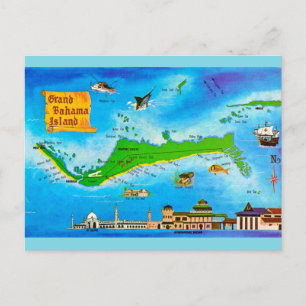 Postale Carte ancienne de l'île de Grand Bahama