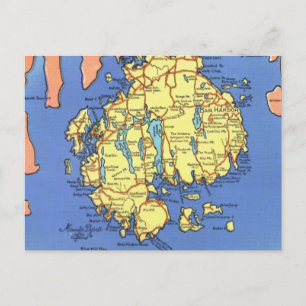 Postale Carte ancienne de l'île du Mont Désert sur carte p
