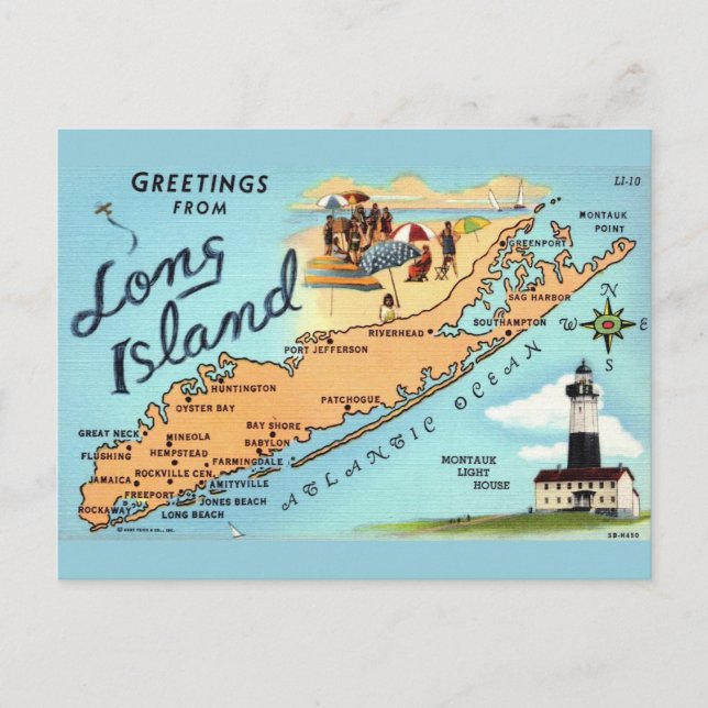 Postale Carte ancienne de Long Island (Devant)