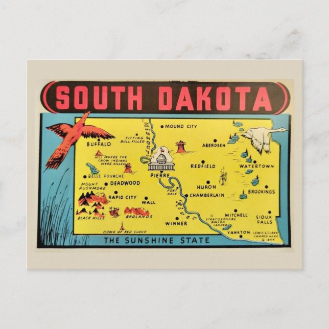 Postale Carte ancienne du Dakota du Sud (Devant)