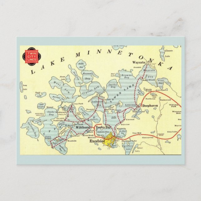 Postale Carte ancienne du lac Minnetonka (Devant)