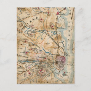 Postale Carte ancienne du nord-est de la Virginie (1862)