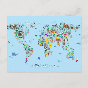 Postale Carte animale du monde