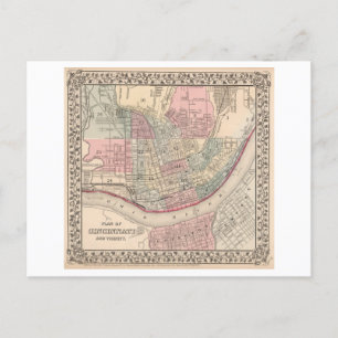 Postale Carte antique 1868 de Cincinnati