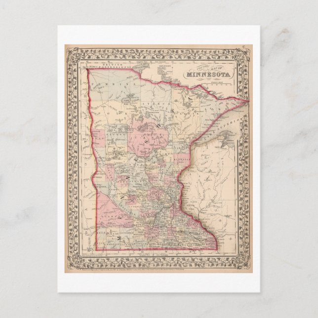 Postale Carte antique 1868 du Minnesota (Devant)