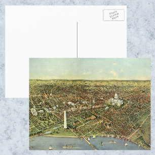 Postale Carte antique avec une vue panoramique de Washingt