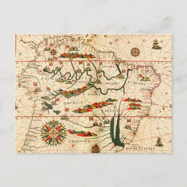 Postale Carte antique d'Amérique du Sud (Devant)