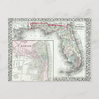 Postale Carte antique de Floride & Mobile, Alabama
