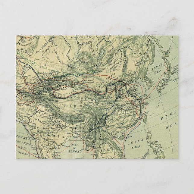 Postale Carte antique de l'Asie centrale (Devant)