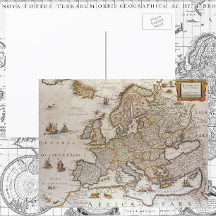 Postale Carte antique de l'Europe par Willem Jansz Blaeu,