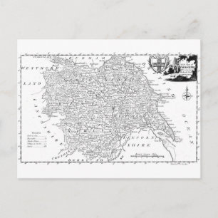 Postale Carte antique du Yorkshire 1786