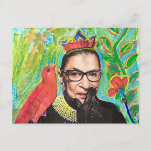 Postale Carte Art Post RVB Ruth Gader Ginsburg et Bird