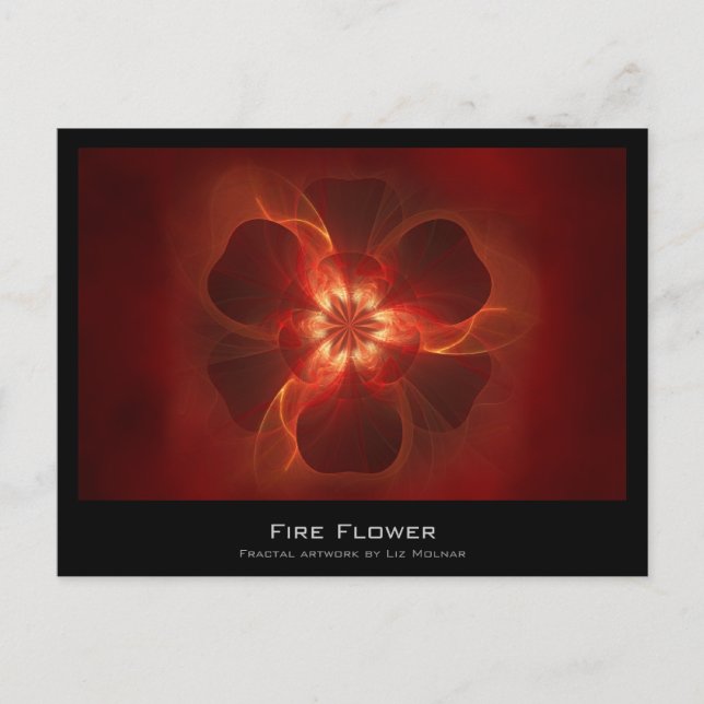 Postale Carte Artiste Fractée Fleur Feu (Devant)