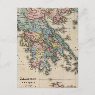 Postale Carte Atlas de la Grèce en couleurs complètes