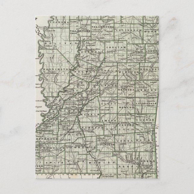 Postale Carte Atlas du Mississippi (Devant)