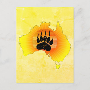 Postale Carte Australie Sunny Ours Avec Sunset Rétro