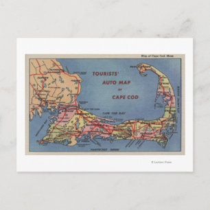 Postale Carte automobile des touristes de Cape Cod