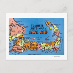 Postale Carte automobile détaillée de Cape Cod