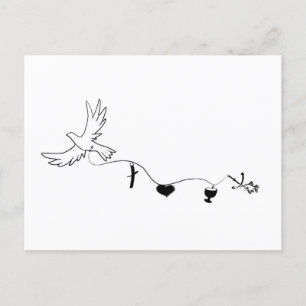 Postale Carte avec colombe de paix et symboles chrétiens