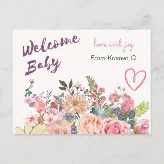 Postale Carte bébé de bienvenue pour cadeau bébé