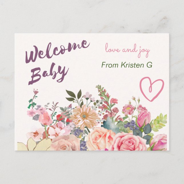Postale Carte bébé de bienvenue pour cadeau bébé (Devant)