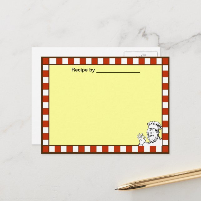 Postale Carte blanche Recette approuvée par le chef (Devant/Arrière en situation)