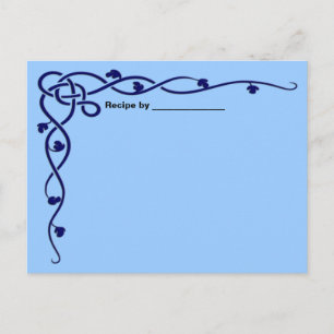 Postale Carte blanche Recette Vine Feuille Bleue