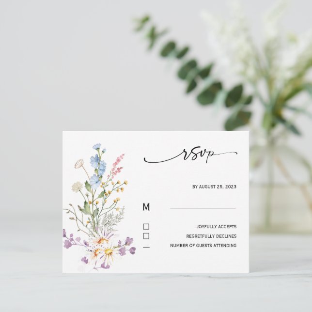 Postale Carte Boho Fleur sauvage Rsvp (Debout devant)