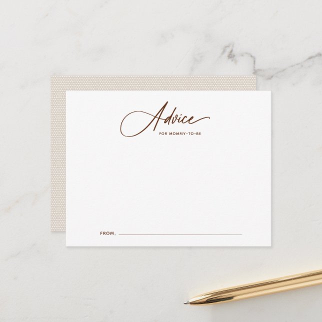 Postale Carte Boho Script Baby shower Conseils (Devant/Arrière en situation)