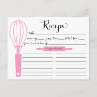 Carte BridalRecipe de Whisk rose Lettré à la main