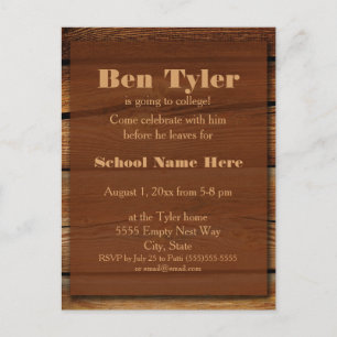 Postale Carte Brown de grains de bois allant à College Car