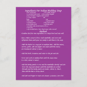 Postale Carte cadeau Soupe mariage RECEPE