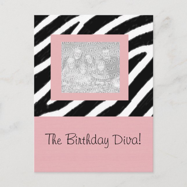 Postale Carte cadre Zebra & Pink Fun Party (Devant)