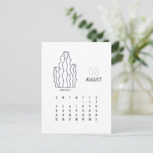 Postale Carte Calendrier Cactus 2024 personnalisable en ao