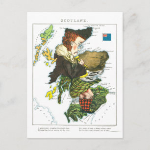 Postale Carte cartographique vintage de l'Écosse