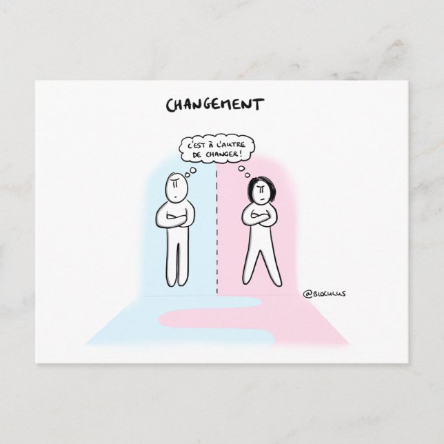 Postale Carte coaching "Changement, qui fera le 1er pas ?" (Devant)