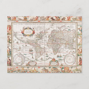 Postale Carte colorée du monde antique