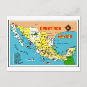 Postale Carte colorée vintage du Mexique