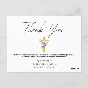 Postale Carte commémorative funéraire - Croix et aquarelle