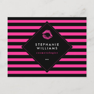 Postale Carte comp artisanale de maquillage à lèvres roses