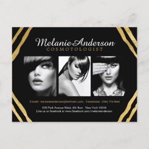 Postale Carte comp Artiste de maquillage moderne Gold et B