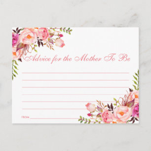 Postale Carte conseil Baby shower rose floral