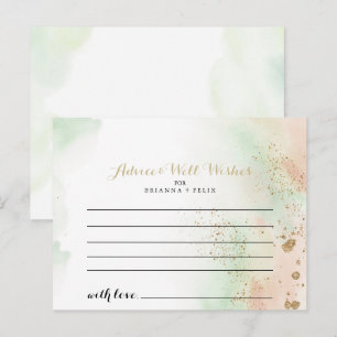 Postale Carte conseil Mariage Watercolor Gold Confetti