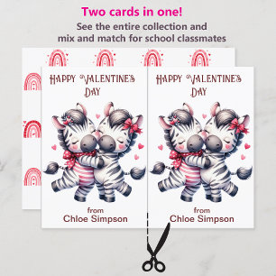 Postale Carte Cute Zebra Couple Kid's Valentine